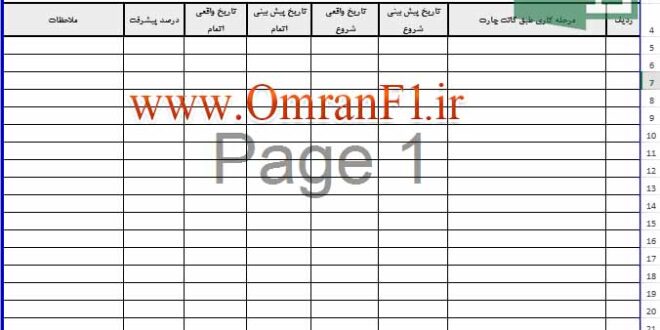 نمونه گزارش هفتگی پروژه در اکسل