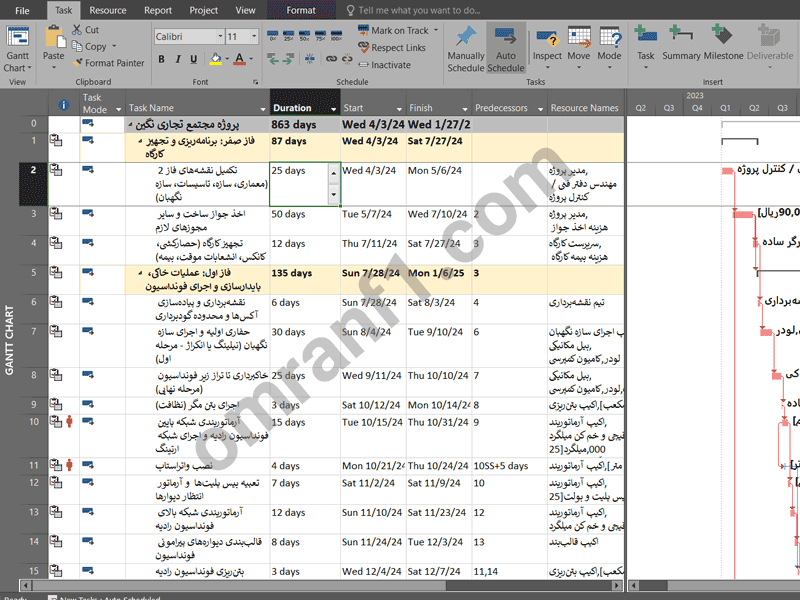 برنامه زمانبندی مجتمع تجاری